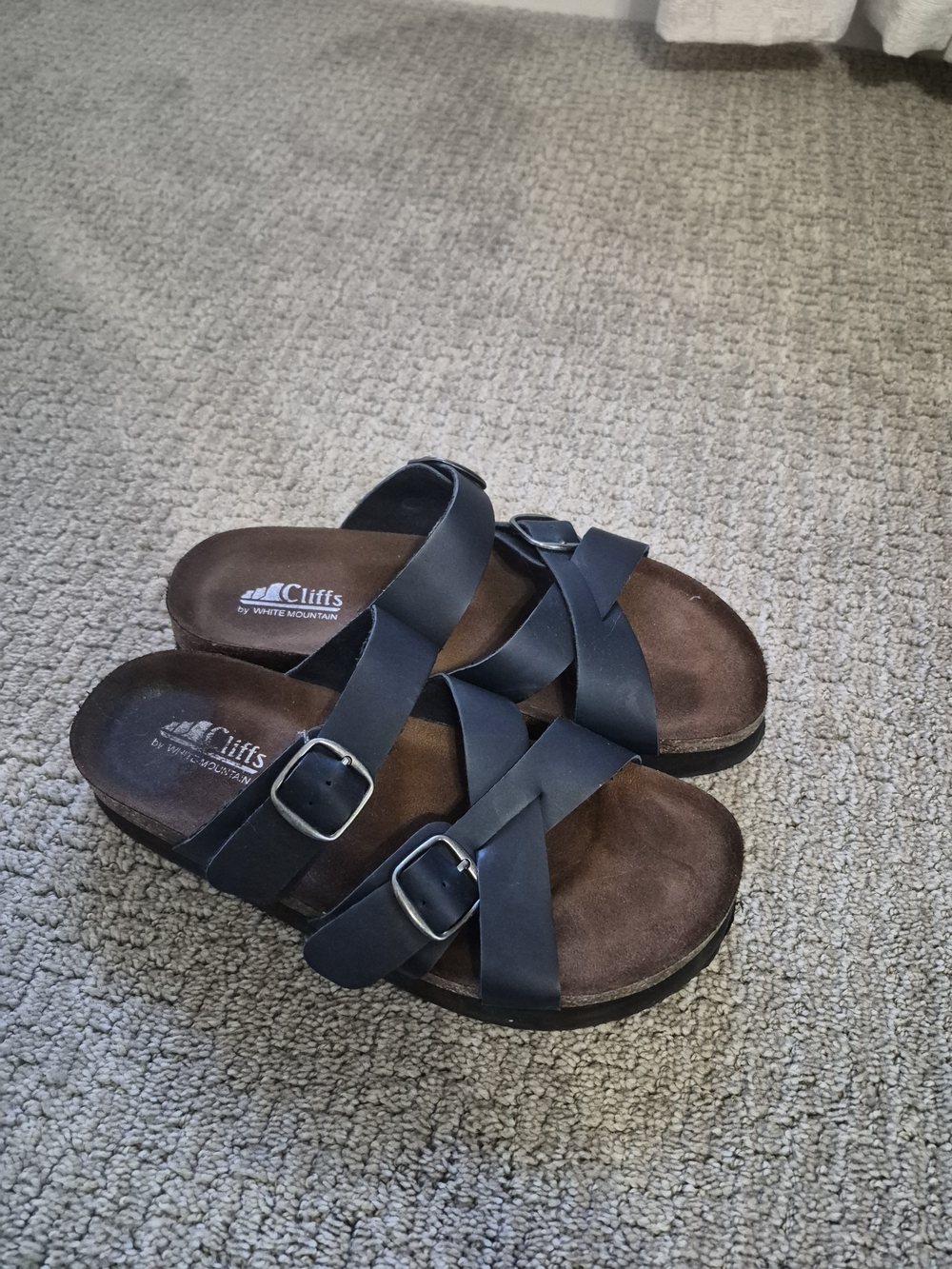 Cliffs by WHITE MOUNTAIN Black Crisscross Buckle Slide Sandals